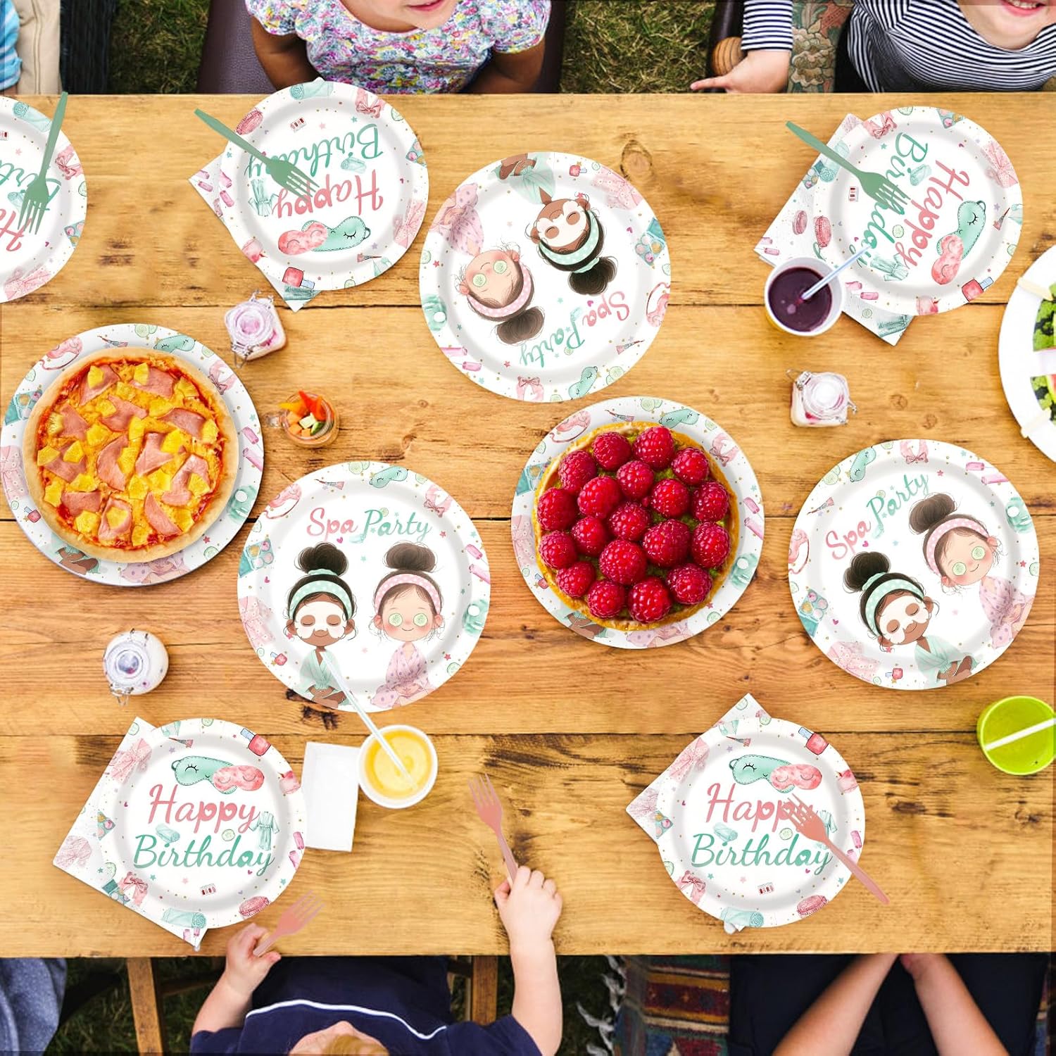 96Pcs Spa Birthday Party Supplies Slumber Sleepover Pajama Plates and Napkins Tableware Sets Pink Makeup Happy Birthday Dessert Plates Decorations Favors for Girls Baby Shower Holiday Party Serves 24 - Image 7