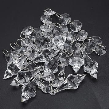 10Pcs Crystal Chandelier Prisms, Clear Acrylic Crystal Maple Leaf Chandelier Prisms Pendants Hanging Glass Crystal Pendants Beads(Transparent)