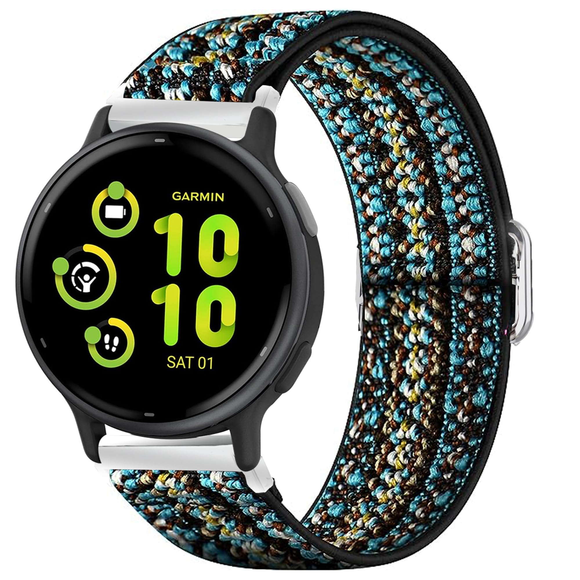 Compatible with Garmin Forerunner 165 Band, Lamshaw 20mm Quick Release Stretch Elastics Nylon Adjustable Replacement Strap Accessories Compatible for Garmin vIvoactive 5/Approach S12/Approach-image-7