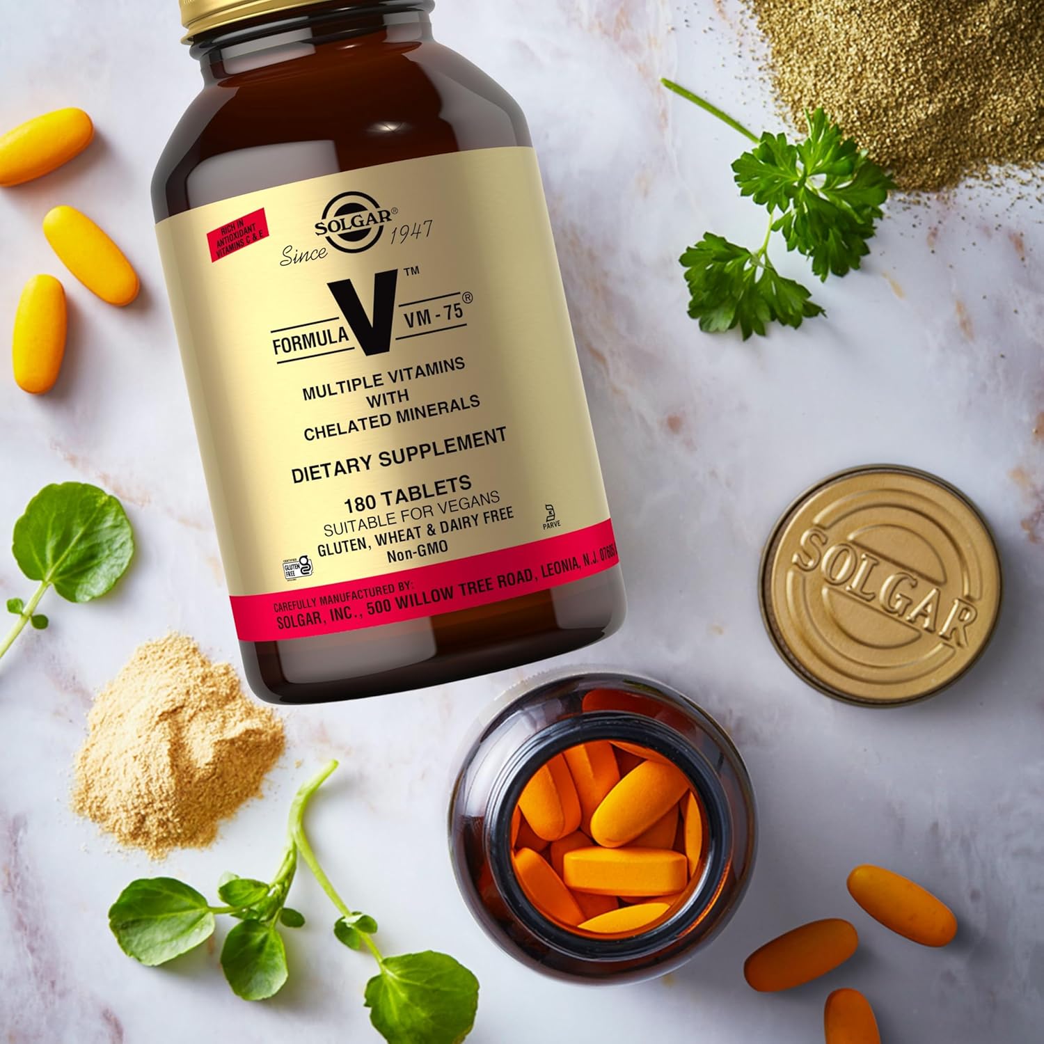 Solgar Formula VM-75, 180 Tablets - Multivitamin with Chelated Minerals - Vitamin A, B6, B12, C, D, E - Biotin, Magnesium, Calcium, Iron, Zinc - Vegan, Gluten Free, Dairy Free, Kosher - 180 Servings