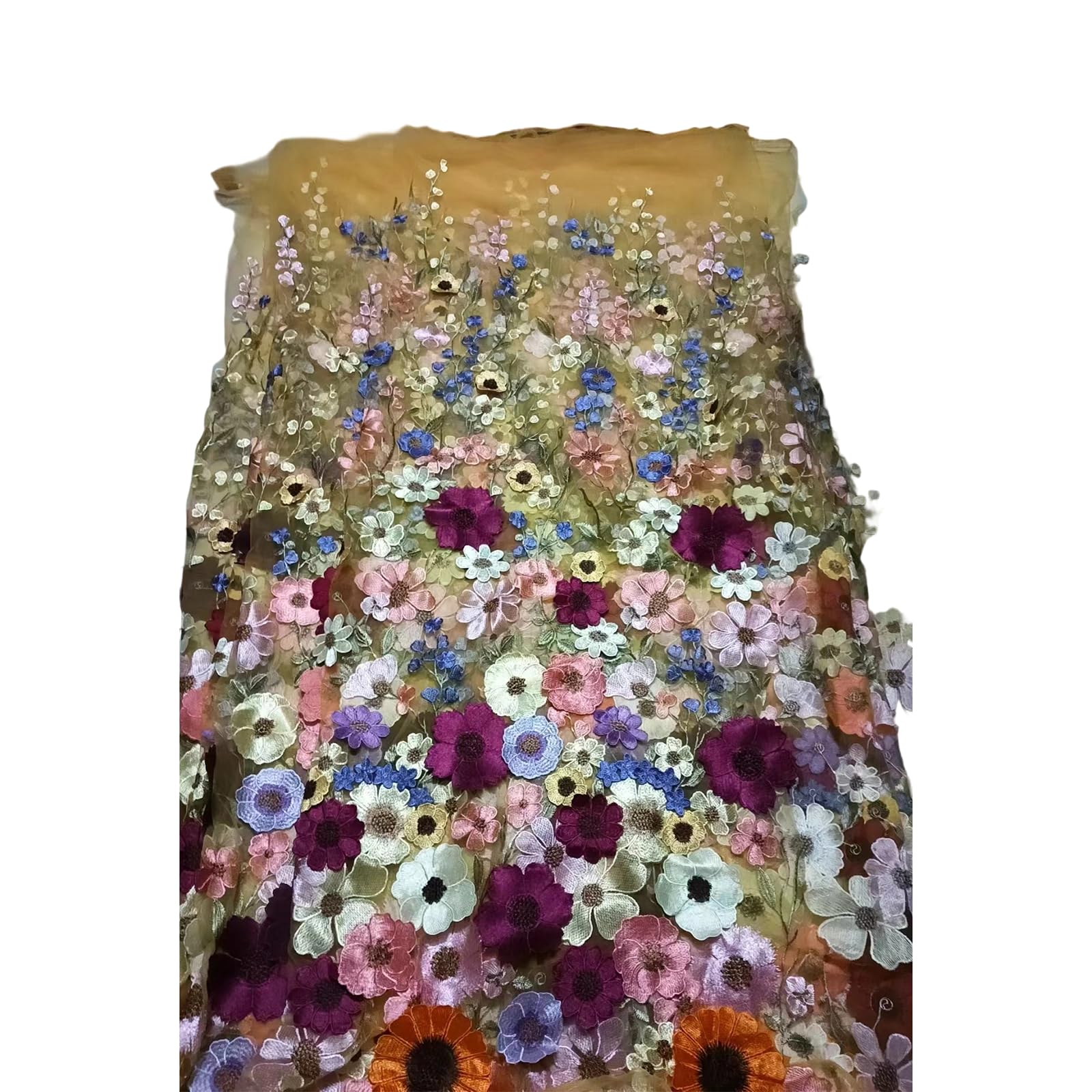 Tessuto Per Abiti Da Sposa RANRAO Tessuto In Pizzo Con Fiori Ricamati 3D, 130cm×91cm Pizzo Tessuto Decorativo Vintage