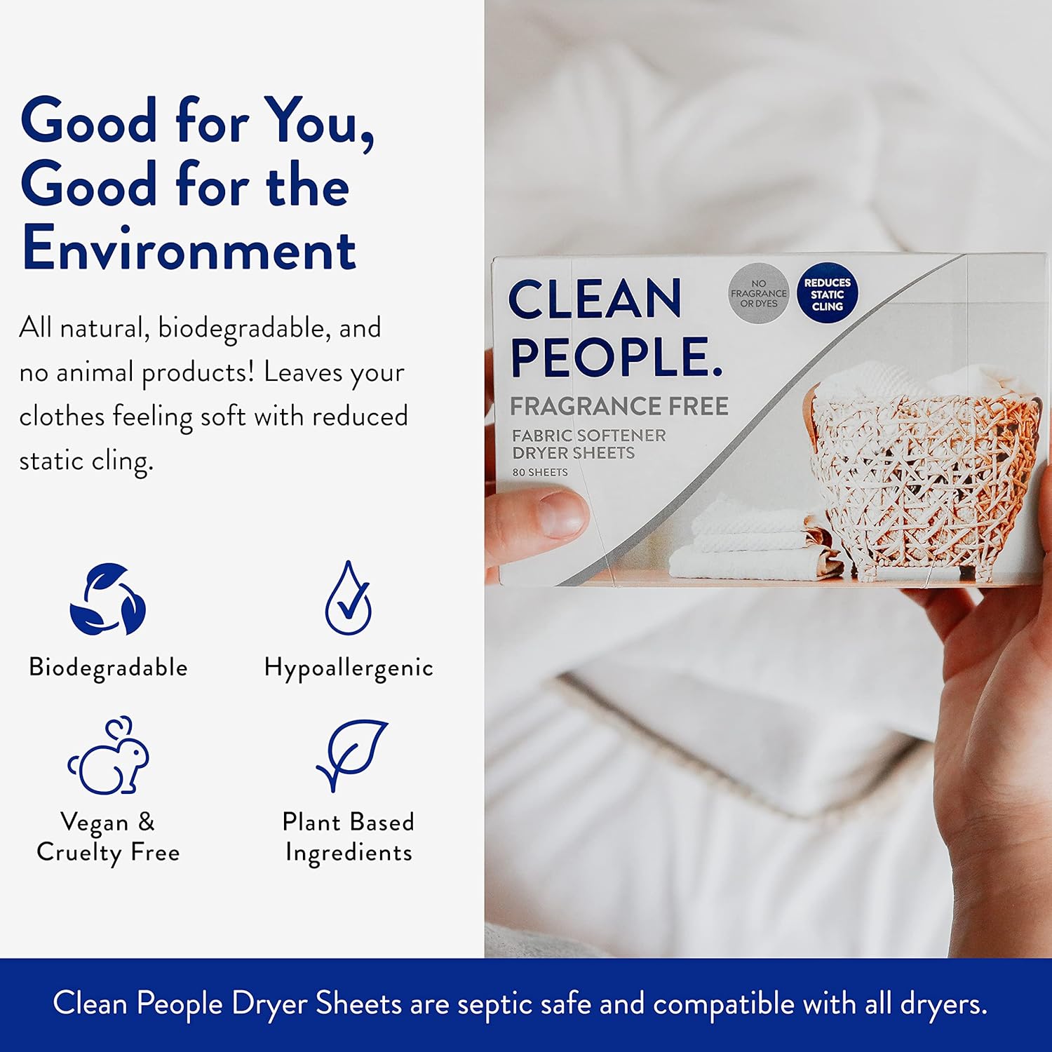 Clean People Ultra Concentrated Laundry Detergent Sheets 96 count & Fabric Softener Dryer Sheets 120 count