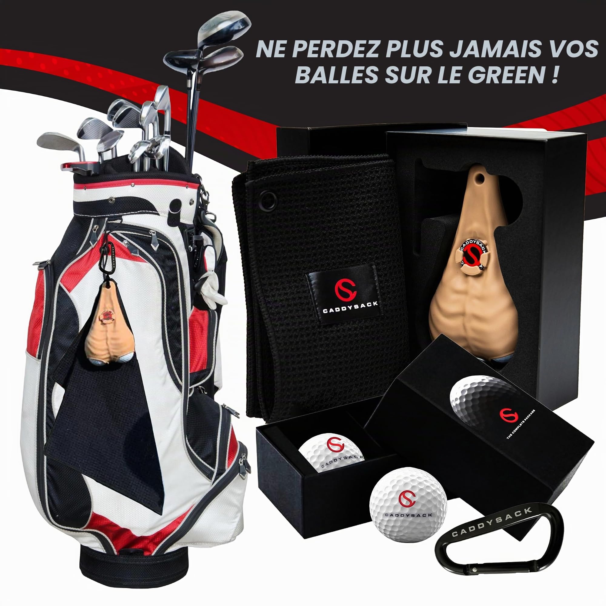 CADDYSACK Golf Ball Holder and Dispenser Gift Set Support et Distributeur de balles Unisexe, Beige