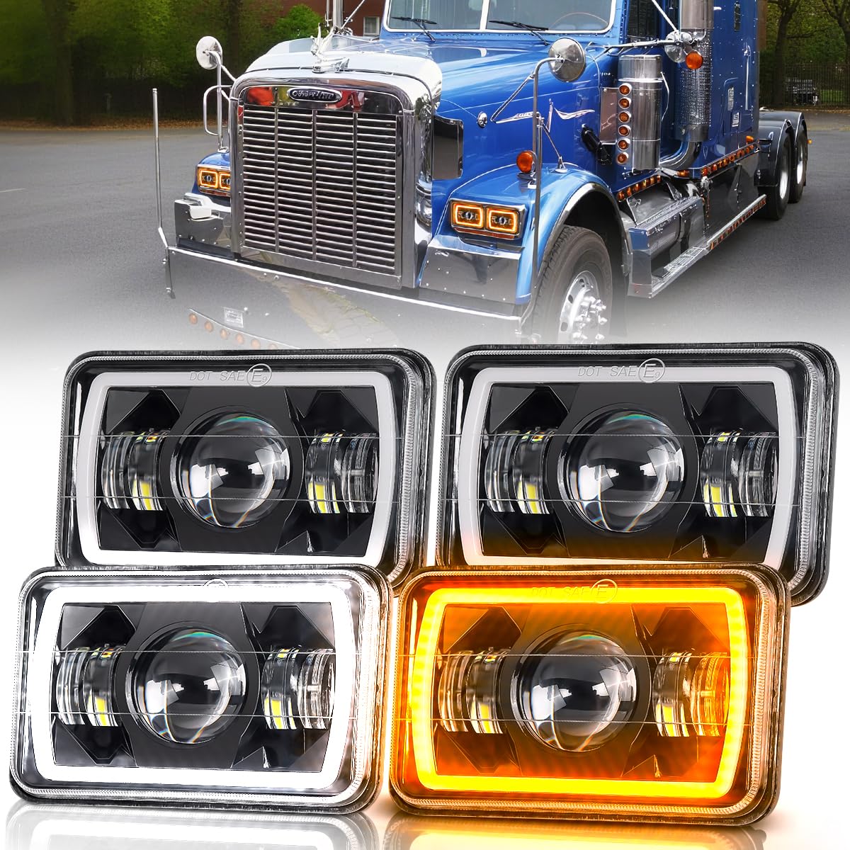 LEDUR 4x6 LED Sealed Beam Angel Eye Headlights