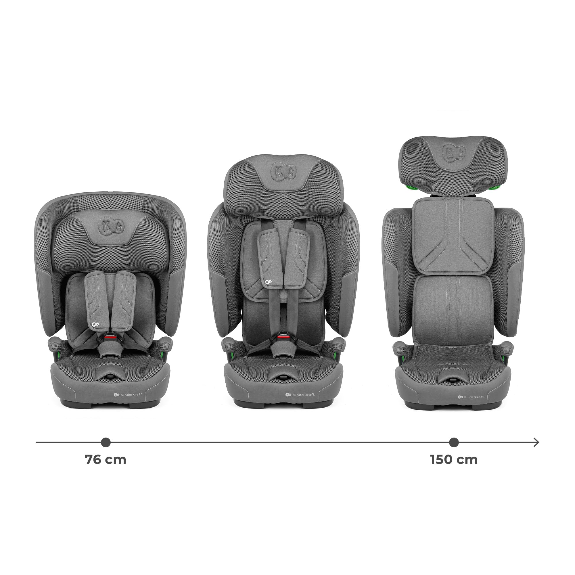 Kinderkraft FIX2GO Autokindersitz i-Size 76-150 cm ISOFIX Top Tether SAFERIDE Sensor Grau
