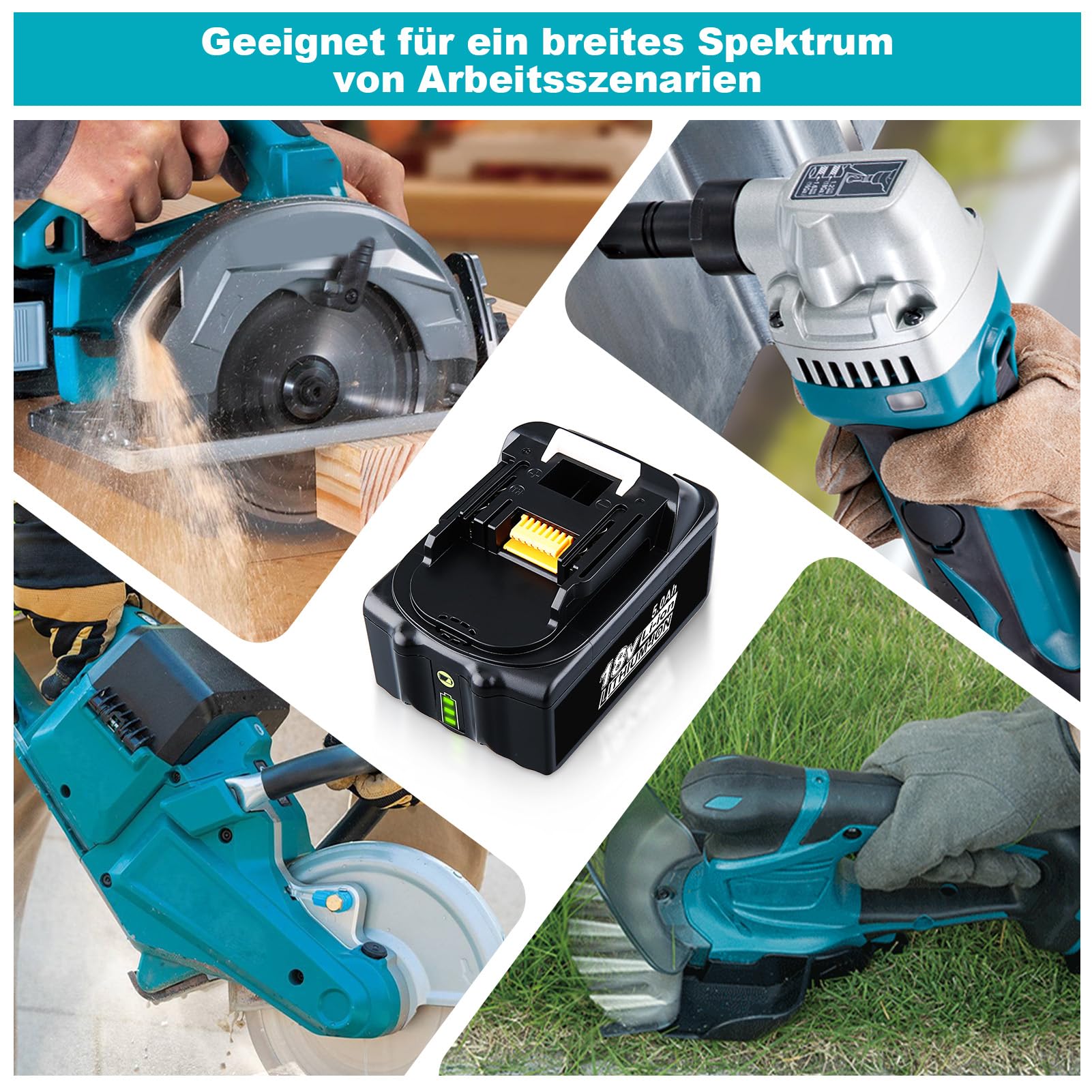 Batería de repuesto BL1860B y DC18RC de 5,0 Ah, 18 V, compatible con batería Makita LXT BL1830 BL1840 BL1850 BL1860 para herramientas de 18 V con indicador LED
