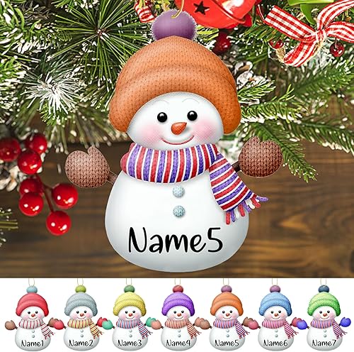 Miniatura 9 de Adornos de Navidad personalizados 2023, 7 piezas, adornos de muñecos de nieve de Navidad con nombres, decoraciones colgantes para árbol de Navidad,