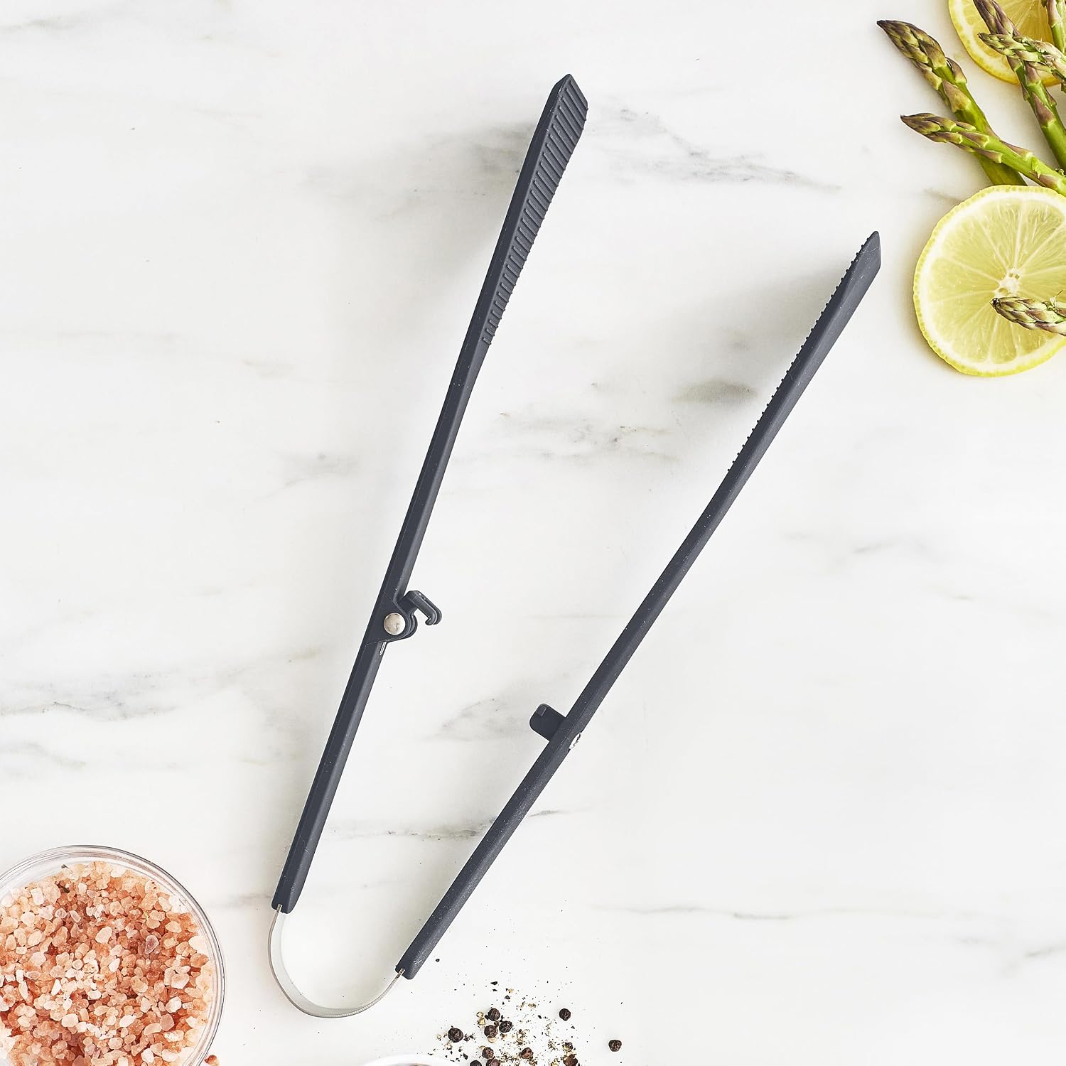 GreenPan Silicone Tong, Cooking Grilling Serving, Salad, Kitchen Utensil, Flexible Rubber Nonstick Cookware, Steel Core, Heat-Resistant, Anti-Slip Handle, BPA-Free, Dishwasher Safe, Charcoal Gray image 2