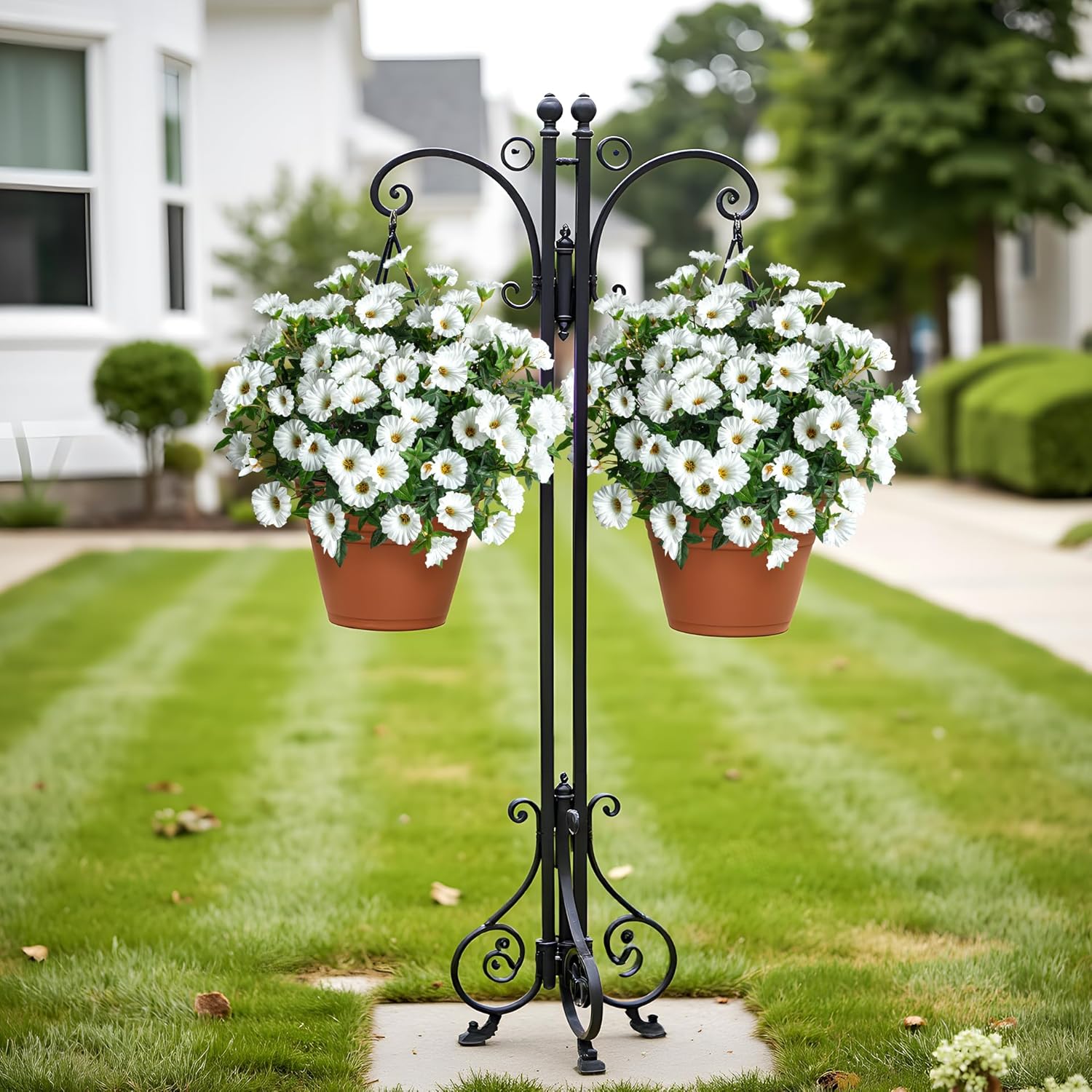 Fake Flowers Artificial Plants & Flowers,Morning Glory Artificial Flowers Outdoor Artificial Plants Spring Porch Decor,Silk Flowers Spring Decorations for Home Outdoors 13.3"(White) 8PCS