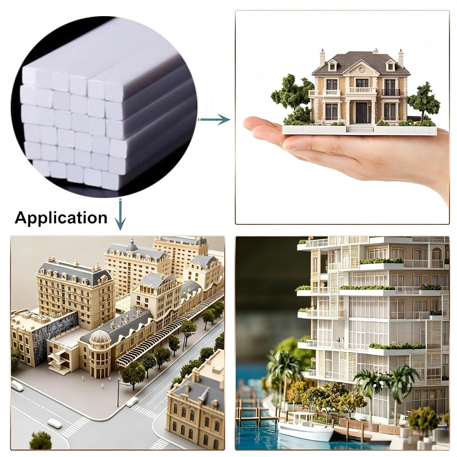 10 PCS ABS Solid Square Bar, 20 Inch Plastic Model Tube 0.04"-0.24" White Rigid Square Rod, Easy to Cut & Shape for Architectural Model, DIY Craft, Hobby Building Projects(0.08″*0.08″(2 * 2mm))