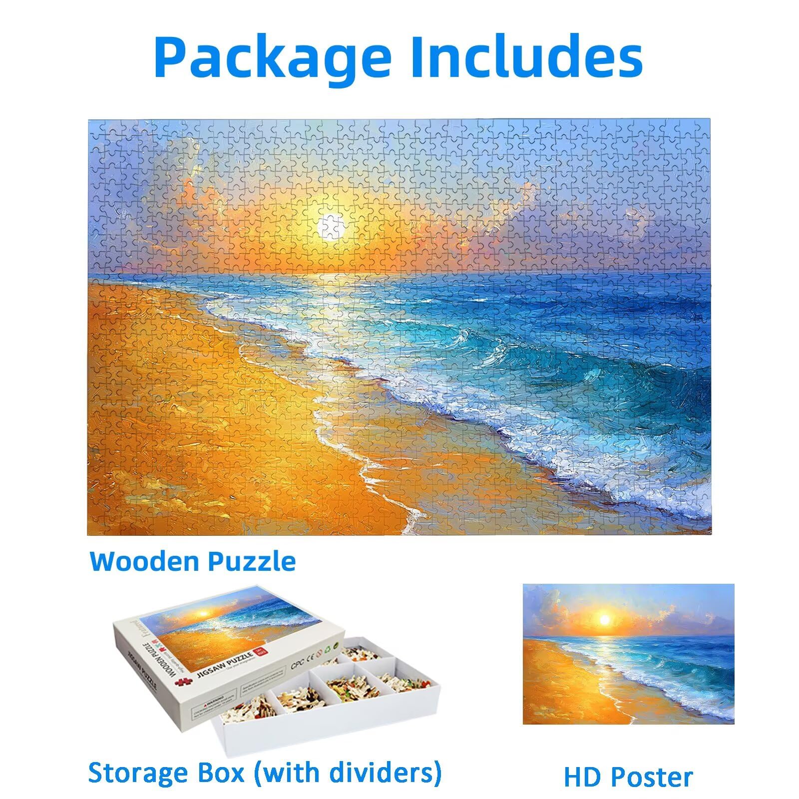 Puzzle 2000 elementów, plaża puzzle dla dorosłych, krajobraz, drewniane puzzle dla dorosłych, trudne puzzle, dla całej rodziny, drewniane puzzle do dekoracji pokoju, prezenty, -1772