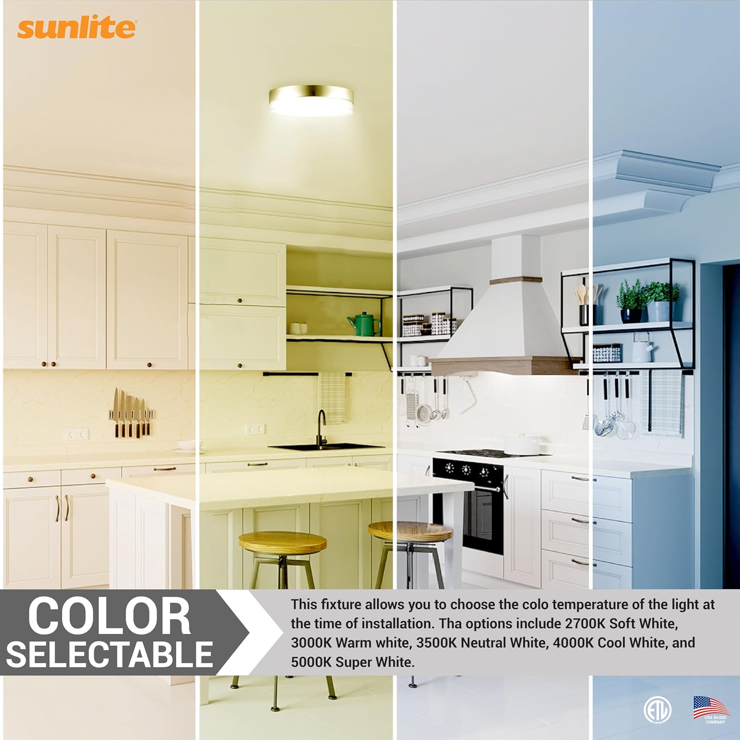 Sunlite 49154 11” Modern Round Flush Mount Ceiling Light Fixture, 20 Watts, Color Selectable 27K/30K/35K/40K/50K, 1000 Lumens, Dimmable, ETL Listed, Brushed Nickel, for Office, Bedroom & Kitchen Use