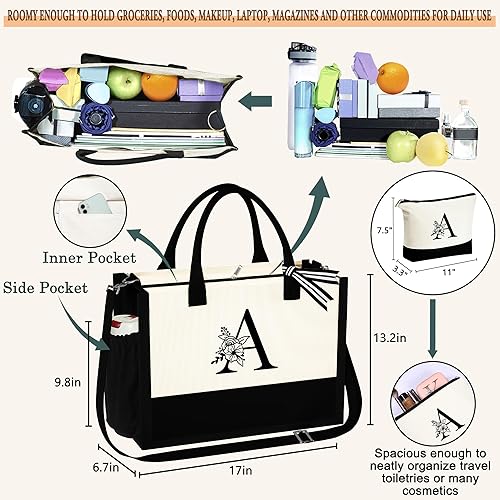 Miniatura 3 de Regalos de cumpleaños para mujeres y ella, bolsa de lona con monograma, bolsa de maquillaje, regalos personalizados para profesores, amigas, para