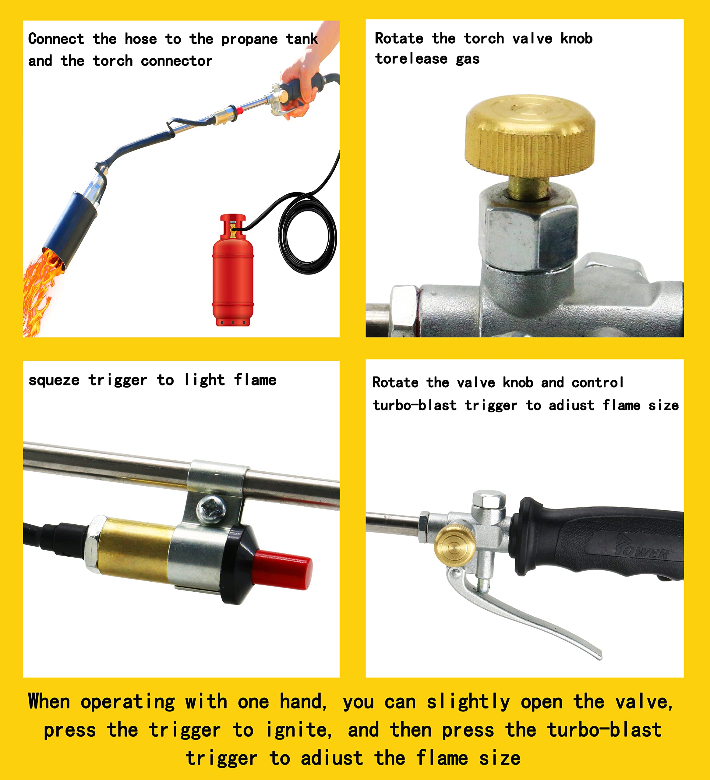 Propane Torch Weed Burner Torch, Flamethrower High Output 500000 Btu