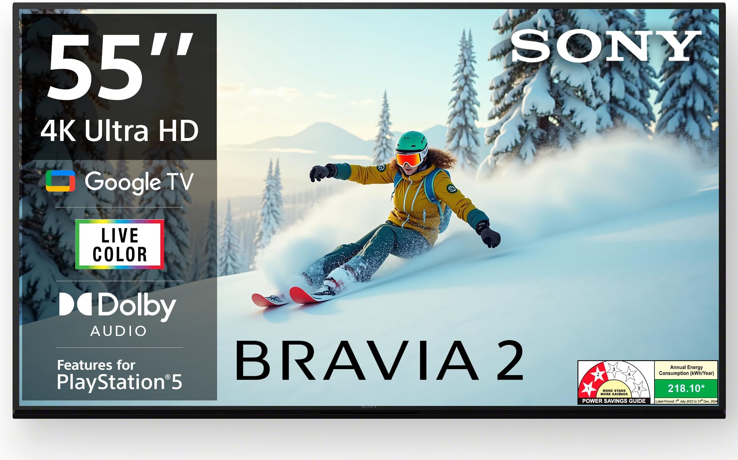 Sony 139 cm (55 inches) BRAVIA 2 4K Ultra HD Smart LED Google TV K-55S25B (Black)