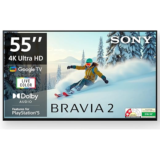 Sony 139 cm (55 inches) BRAVIA 2 4K Ultra HD Smart LED Google TV K-55S25B (Black)-2 Years Warranty for Limited Period