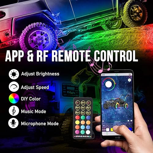 Miniatura 5 de OPP ULITE Luces LED de roca de 12 cápsulas, color de persecución de sueños, 210° luminosas, 48 W, 288 piezas, aplicación para teléfono inteligente y