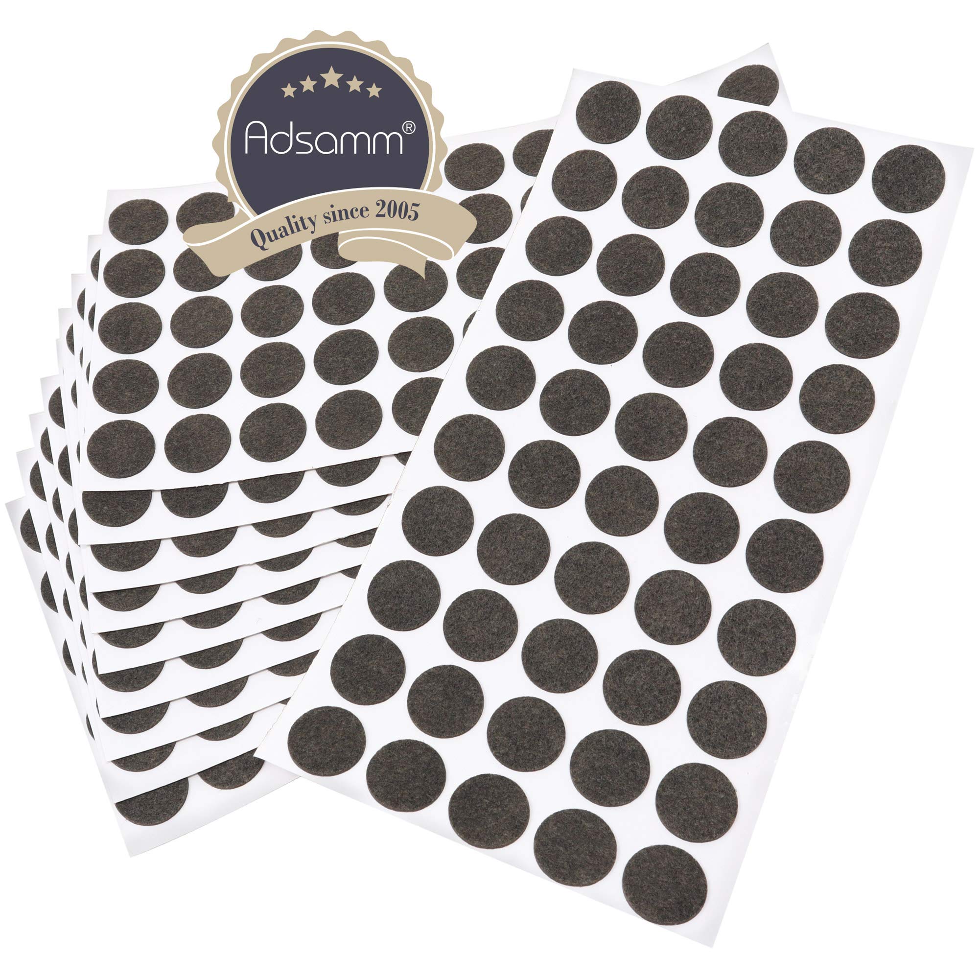 Adsamm® / 500 x Almohadillas de Fieltro/Ø 20 mm/marrón/Redondo/Protectores de Suelo para Patas de Mueble/Auto-Adhesivos/con Grosor de 1,5 mm de la máxima Calidad
