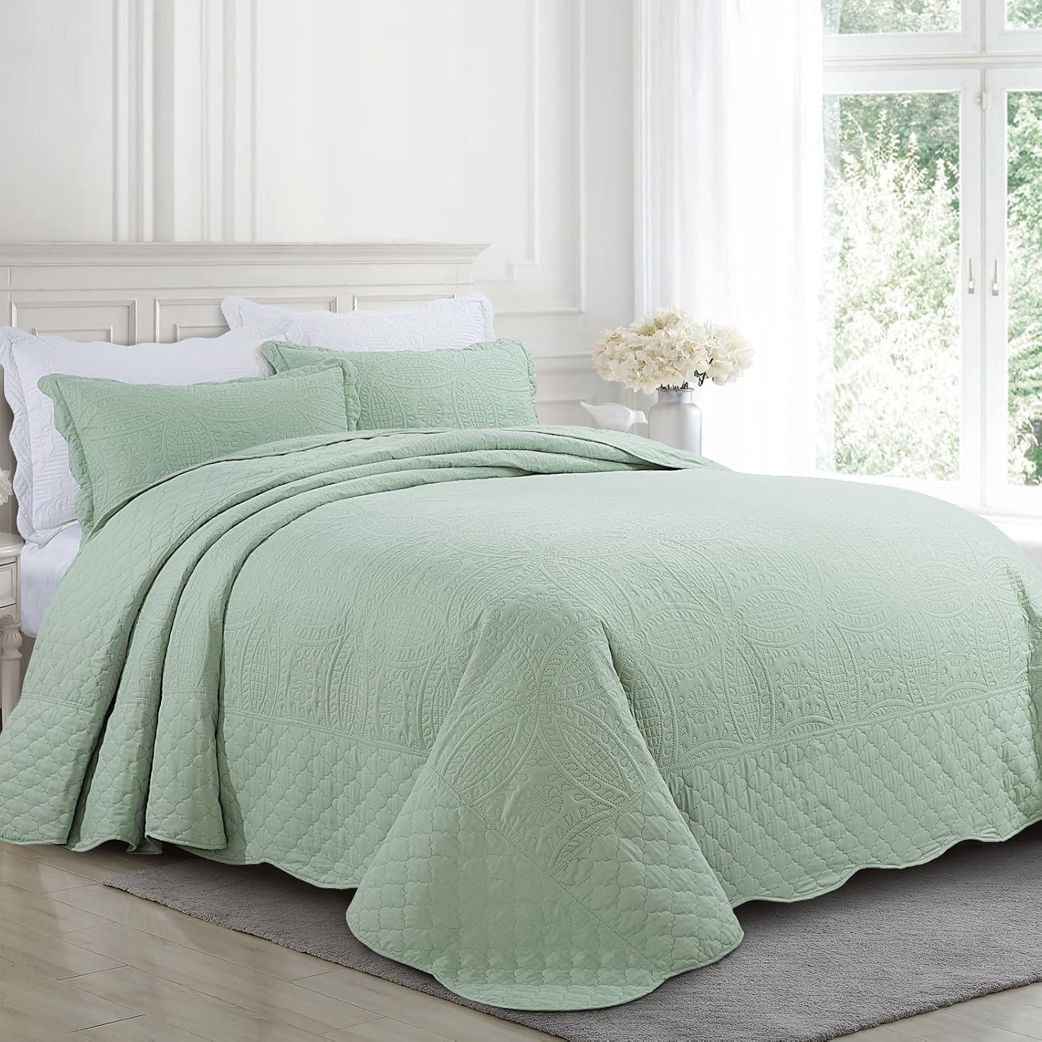 ROYALAY Oversized King Bedspread 128x120 Oversized Quilt Set for All