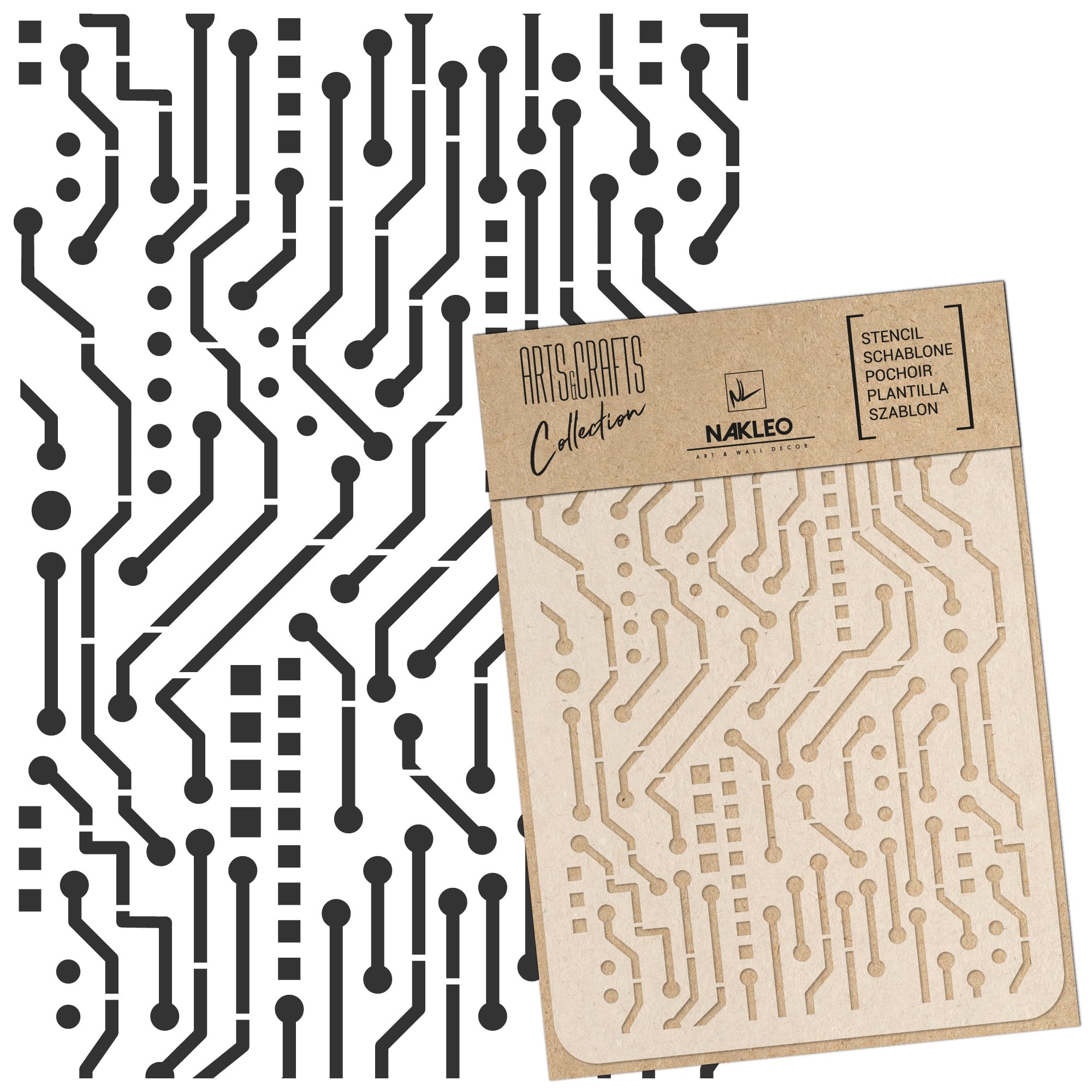 Stencil Plastica Riutilizzabile Nakleo - Modello Cornice Art D&eacute;co Fiori 15x21cm - Per Pittura Pareti, Decorazione Mobili, Scrapbooking E Decoupage