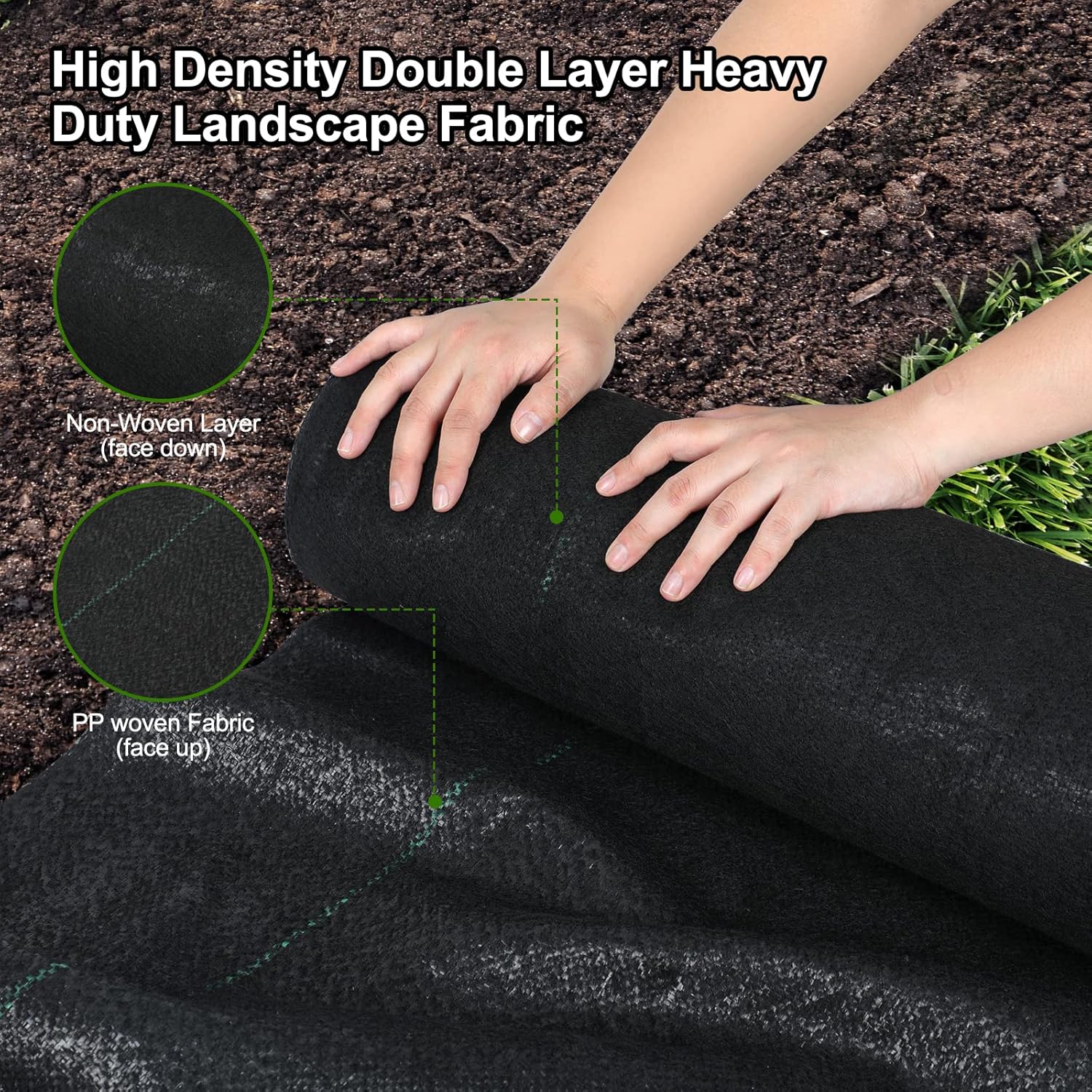 5oz Weed Barrier Landscape Fabric Heavy Duty, 3ft x 100ft Dual-Layer Premium Garden Landscaping Fabric, Ground Cover Weed Control Fabric Outdoor Weed Mat Garden Lawn Fabric