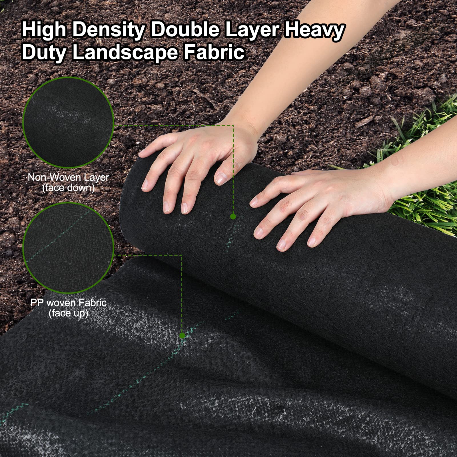 Domusensus Unkrautvlies – 0,8 M X 30,5 M, 90 G/m², Gewebtes Geotextil, Wasserdurchlässig, UV-beständig Für Gartenbeete & Wege