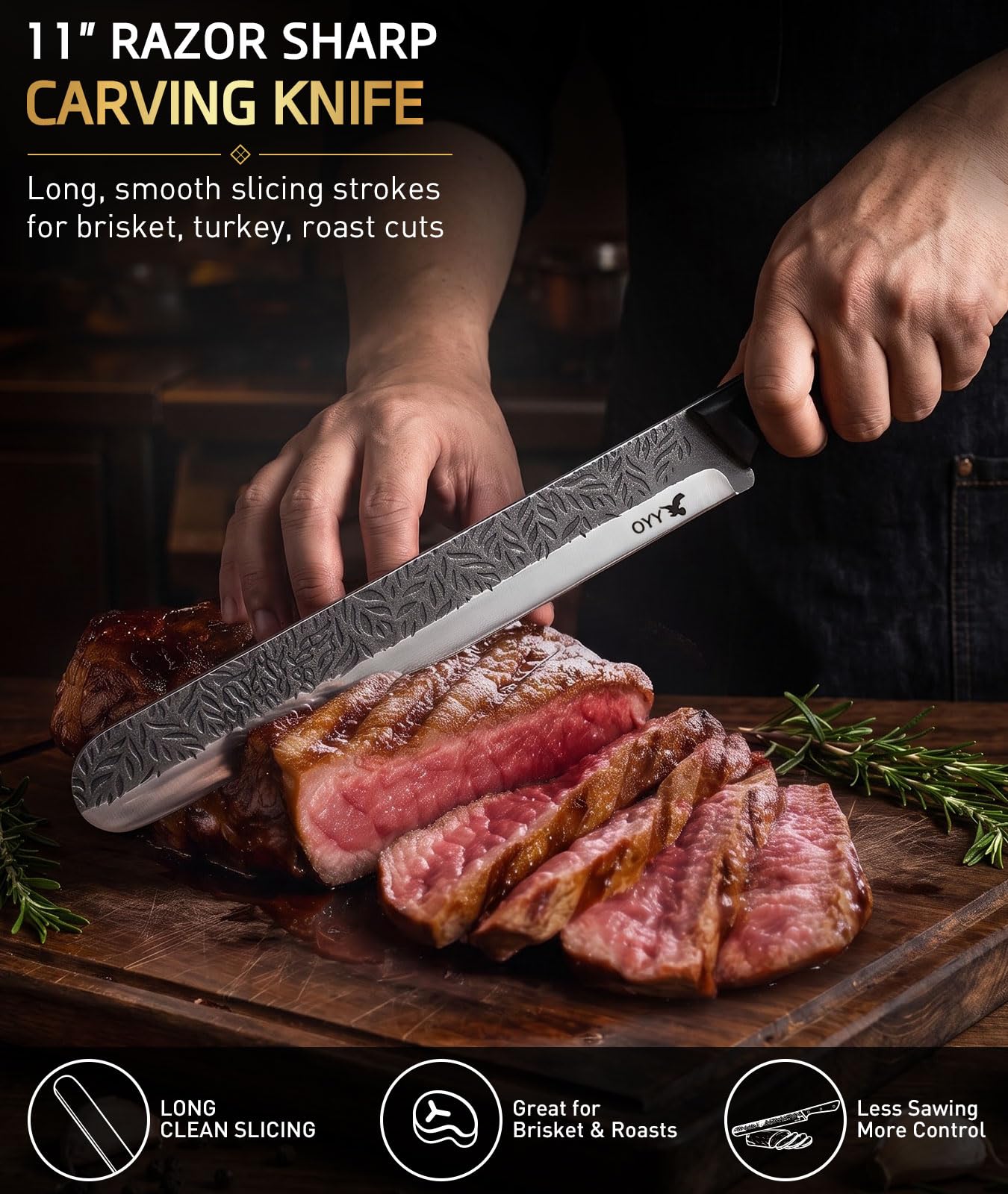3PCS Brisket Butcher Knife Set, Carving Knife Slicer with Fork — Amazon image 3
