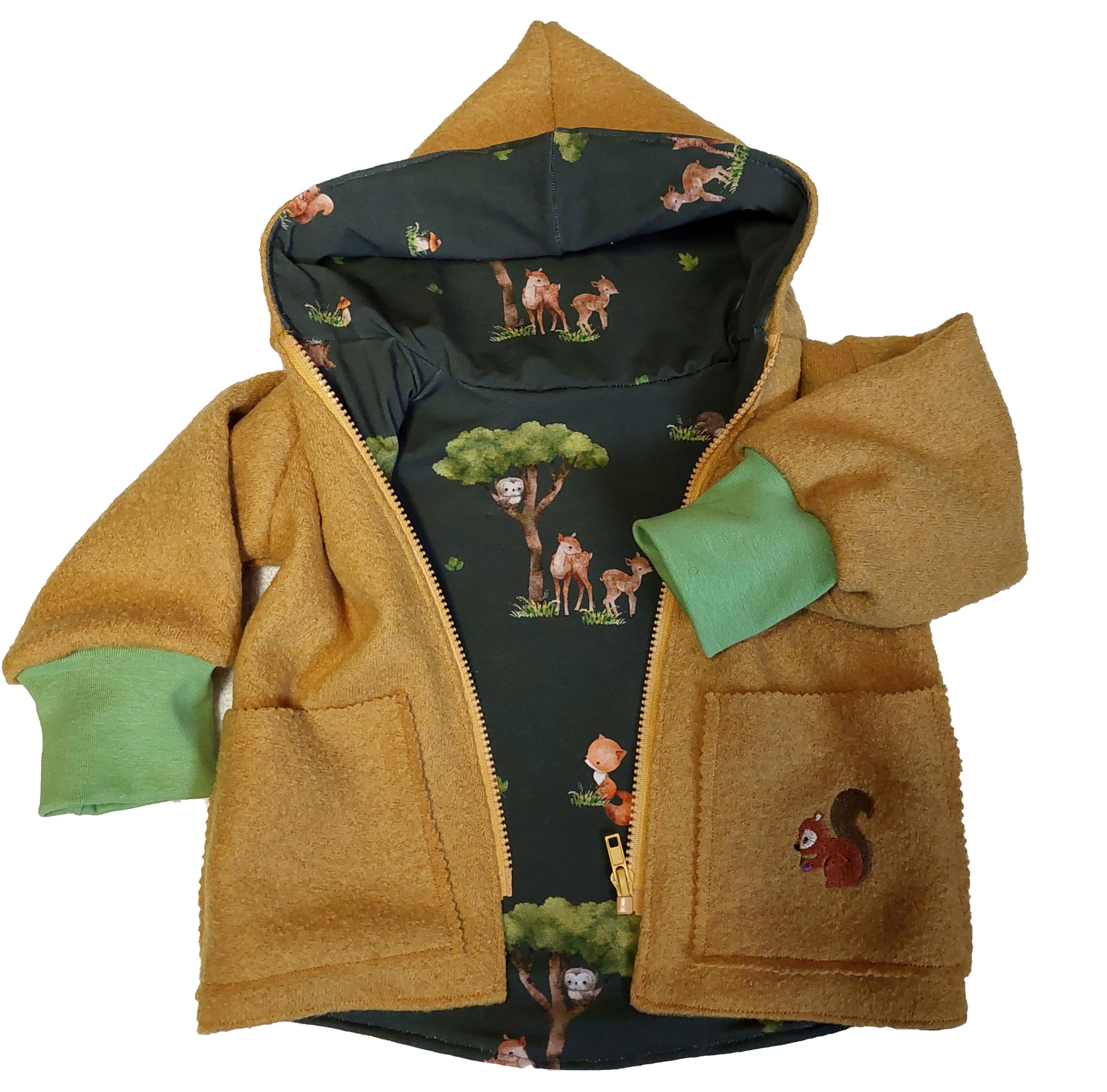 Generisch Wollwalkjacke Zipfeljacke Wendejacke Waldtiere Baby Kinder