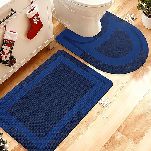 Miniatura 72 de ACCUMTEK Alfombrilla de Baño Ultrafina, Alfombrillas Antideslizantes de Espesor Reforzado para Debajo de la Puerta, Alfombras de Baño 2-gris