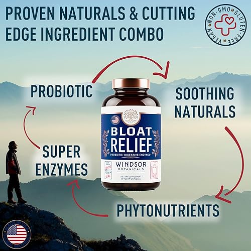 Miniatura 5 de Alivio de la hinchazón probiótico y enzimas digestivas  Cúrcuma, hinojo, bromelina IBS suplemento  Cápsulas deshinchables de gas desintoxicante