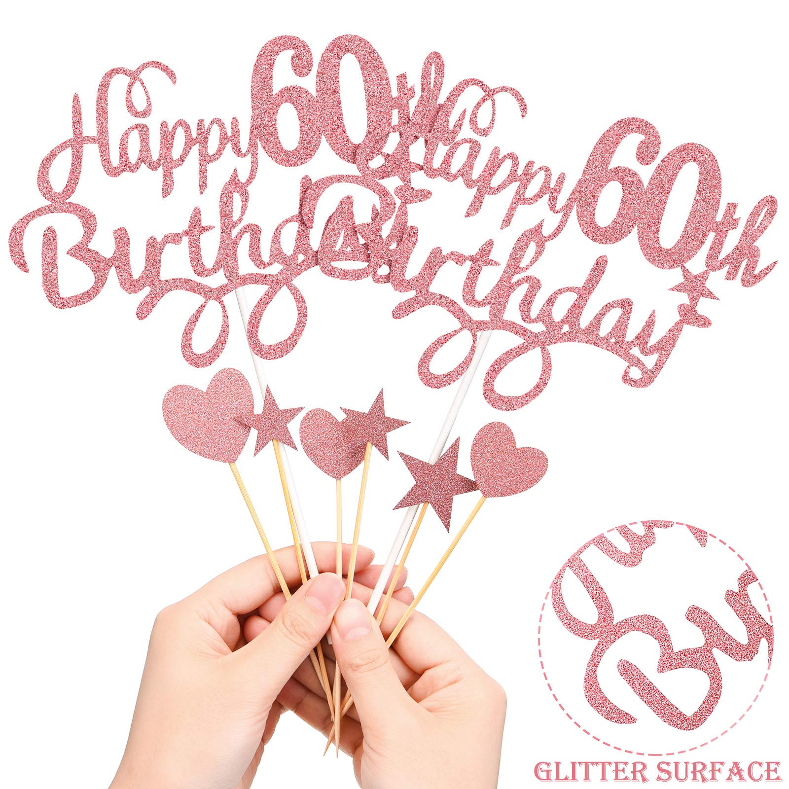 Buy Boao 60th Birthday Cake Topper Set Happy 60th Birthday Cake Topper with Star Heart Cake