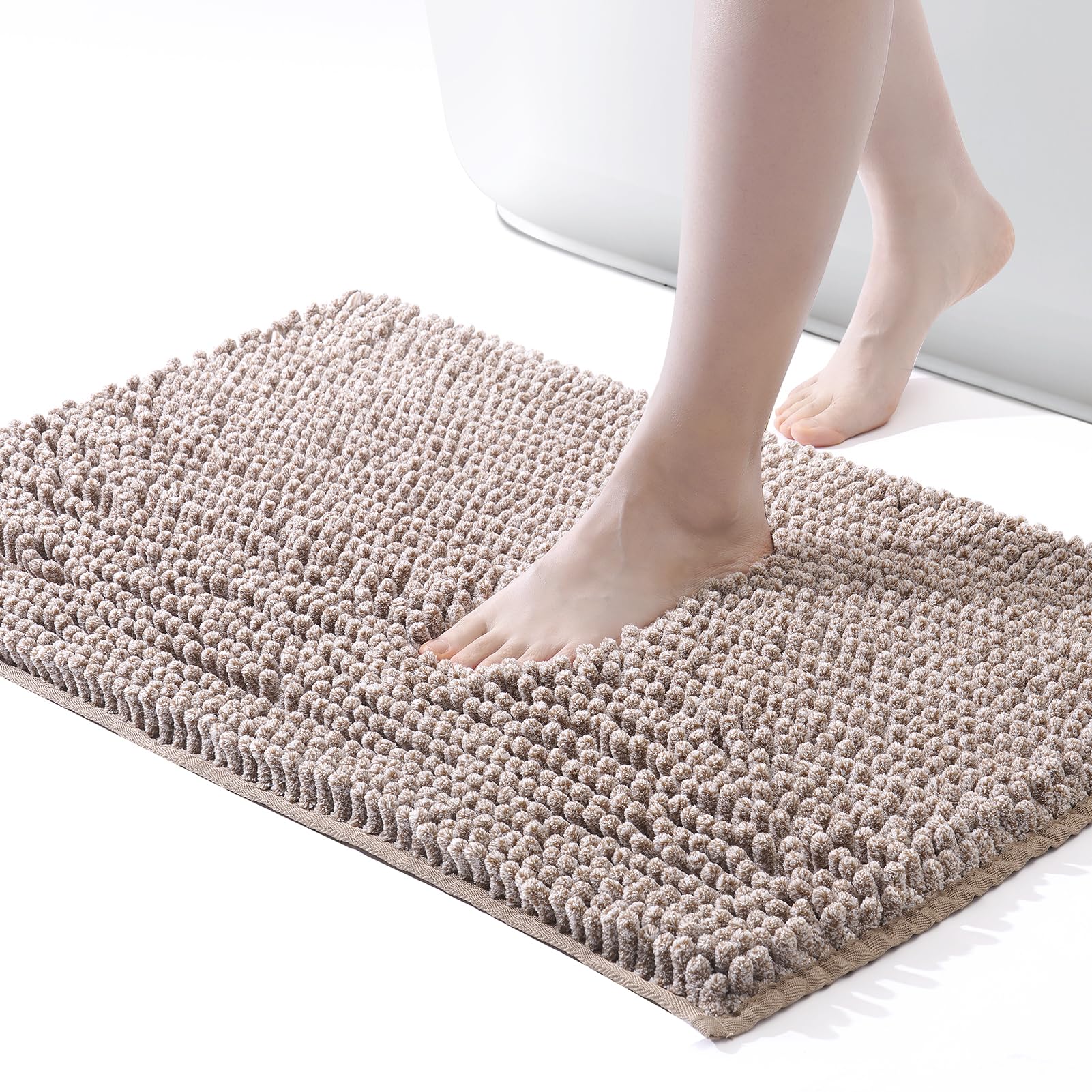FRESHMINT Large Chenille Bathroom Rugs Mat 36"x24", Non-Slip Bath Mat for Bathroom Floor & Bathtub, Washable Shower Shag Bath Rugs, Soft Thick Water
