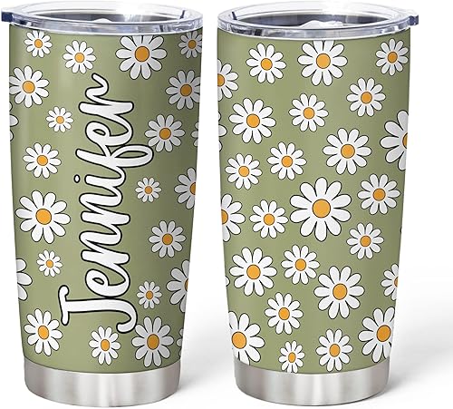 Miniatura 9 de Hyturtle Regalos personalizados para los amantes de las margaritas, cumpleaños o Navidad, vaso de acero inoxidable con nombre personalizado, 20