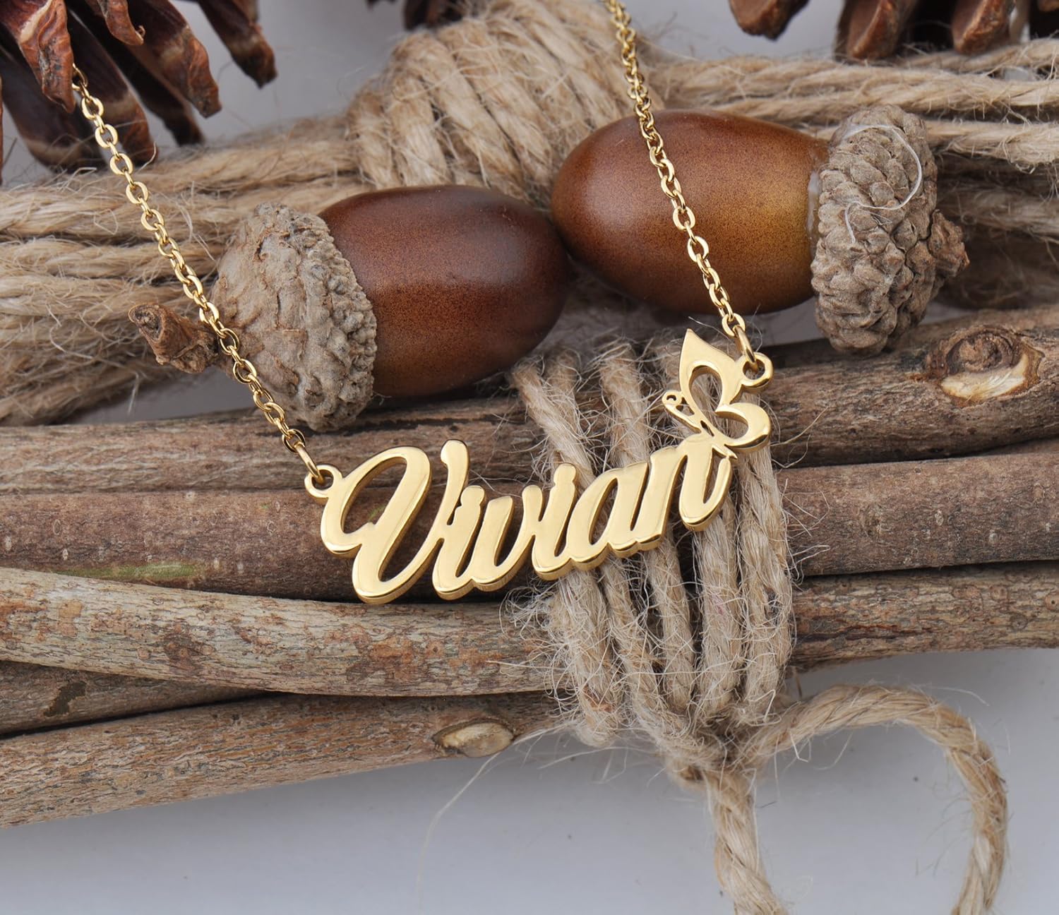HUAN XUN Personalized Custom Any Name Necklace in Golden Silver Jewelry