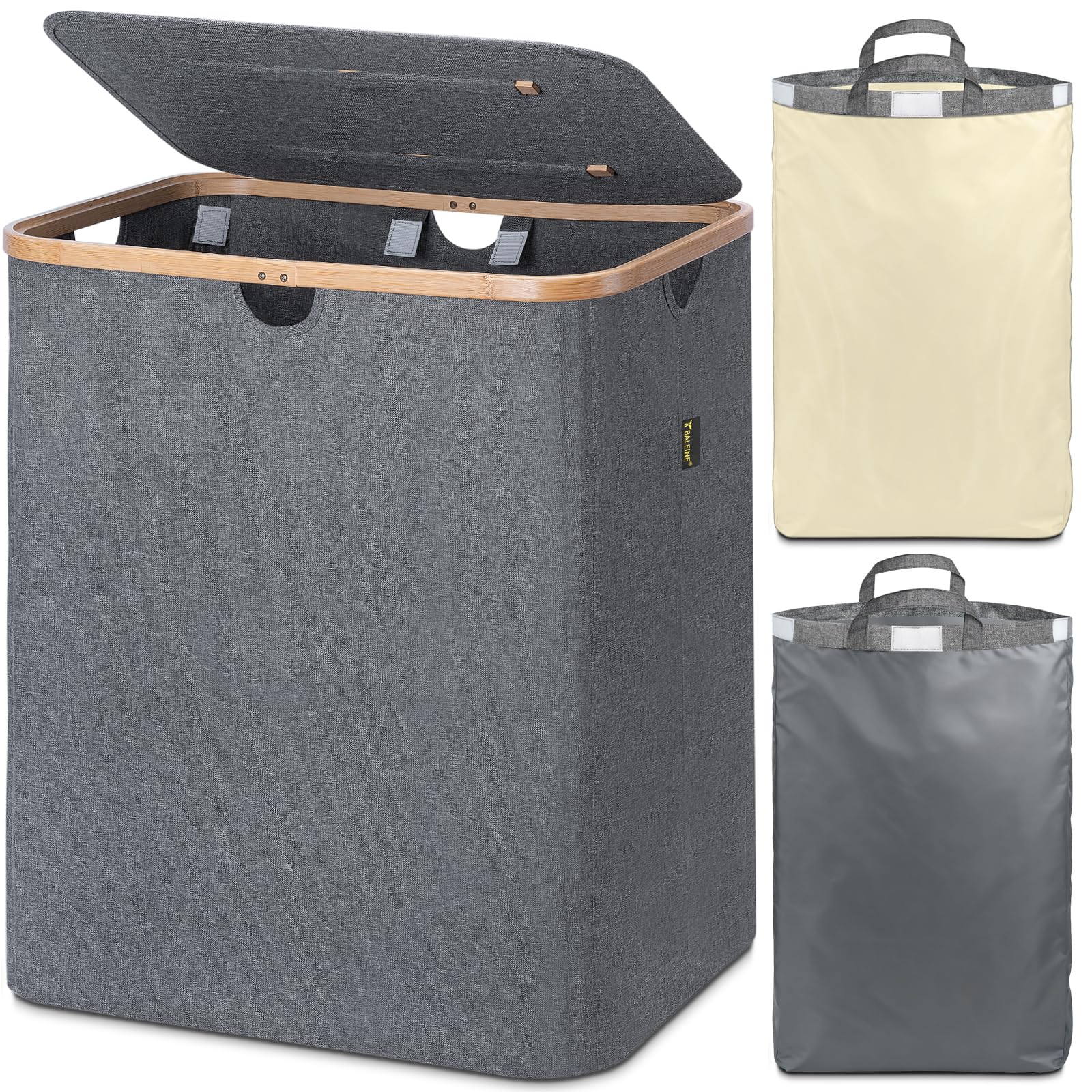 BALEINE 140L Laundry Hamper with Lid, Large Laundry Basket Bin