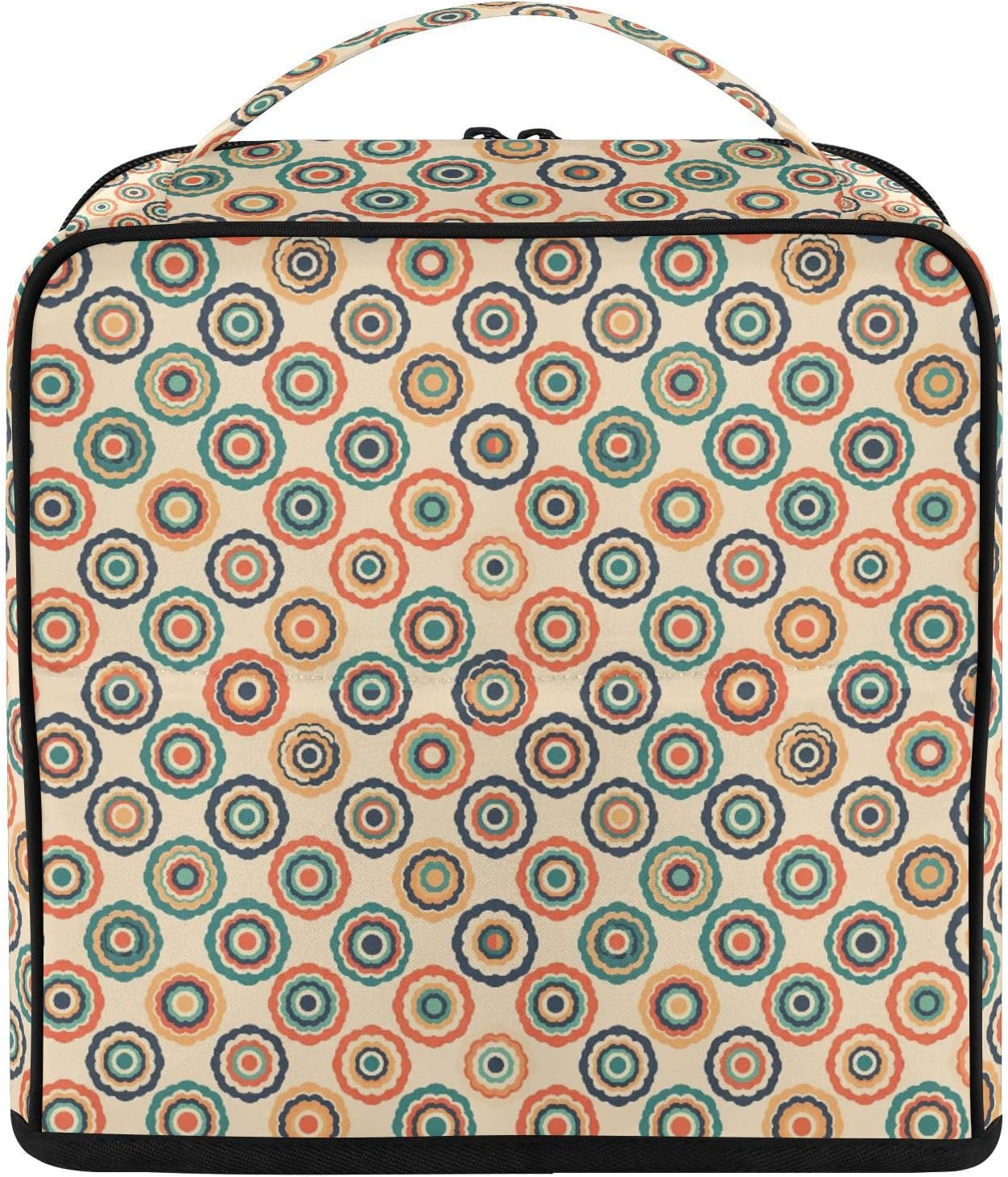 Vintage Colorful Circles Travel Makeup Bag with Removable Divider & Multi-Pocket Storage, Portable Cosmetic Organizer Bag for Women, Toiletry Bag Gift for Travelers