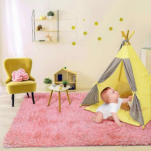 Miniatura 8 de GRENF Alfombra de área ultra suave mullida y lanuda para habitación de niñas y niños alfombra peluda para habitación de bebés y niños alfombras