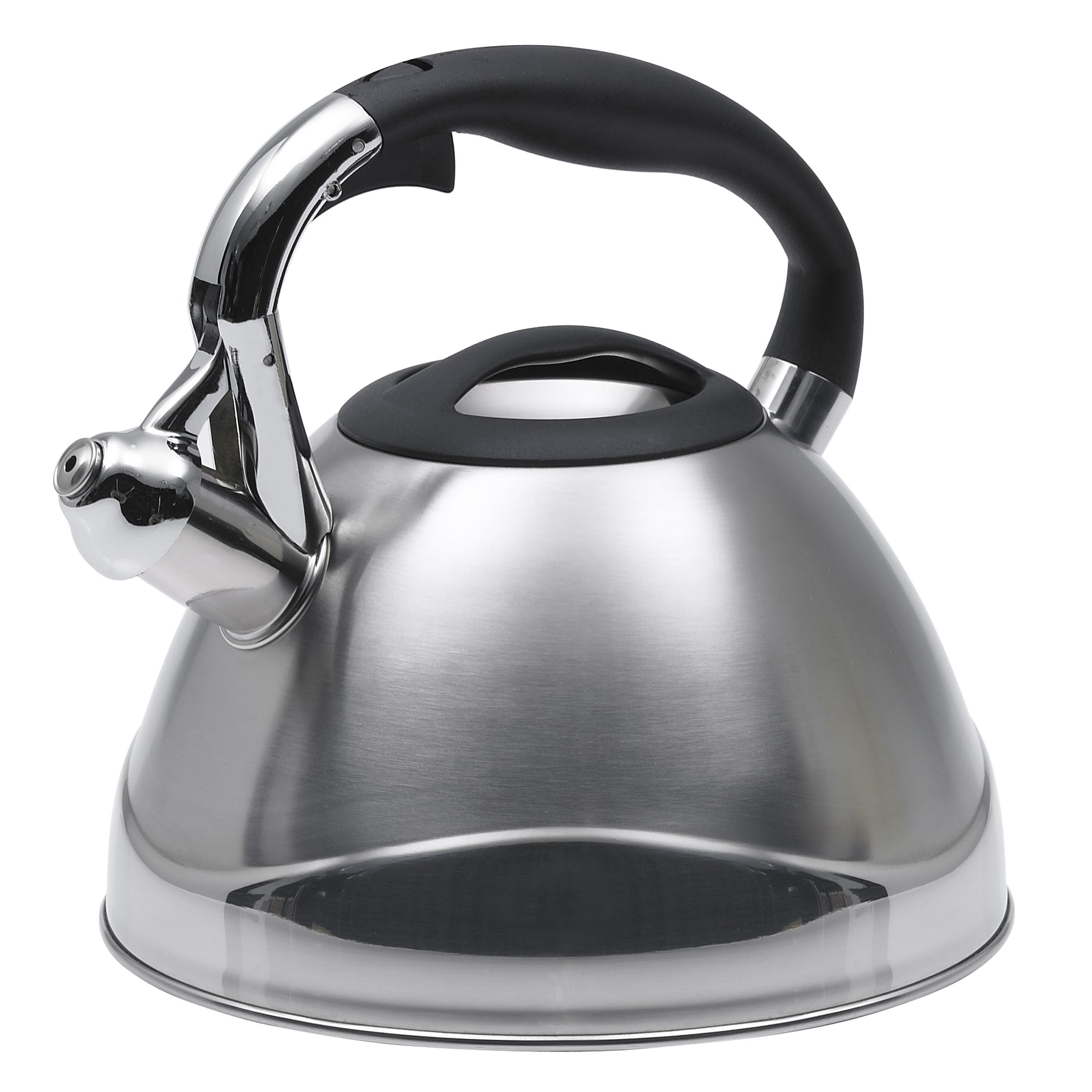 Creative HomeCrescendo Stainless Steel Whistling Tea Kettle with Aluminum Capsulated Bottom for Even Heat Distribution, 3.1 Quart, Brushed Finish