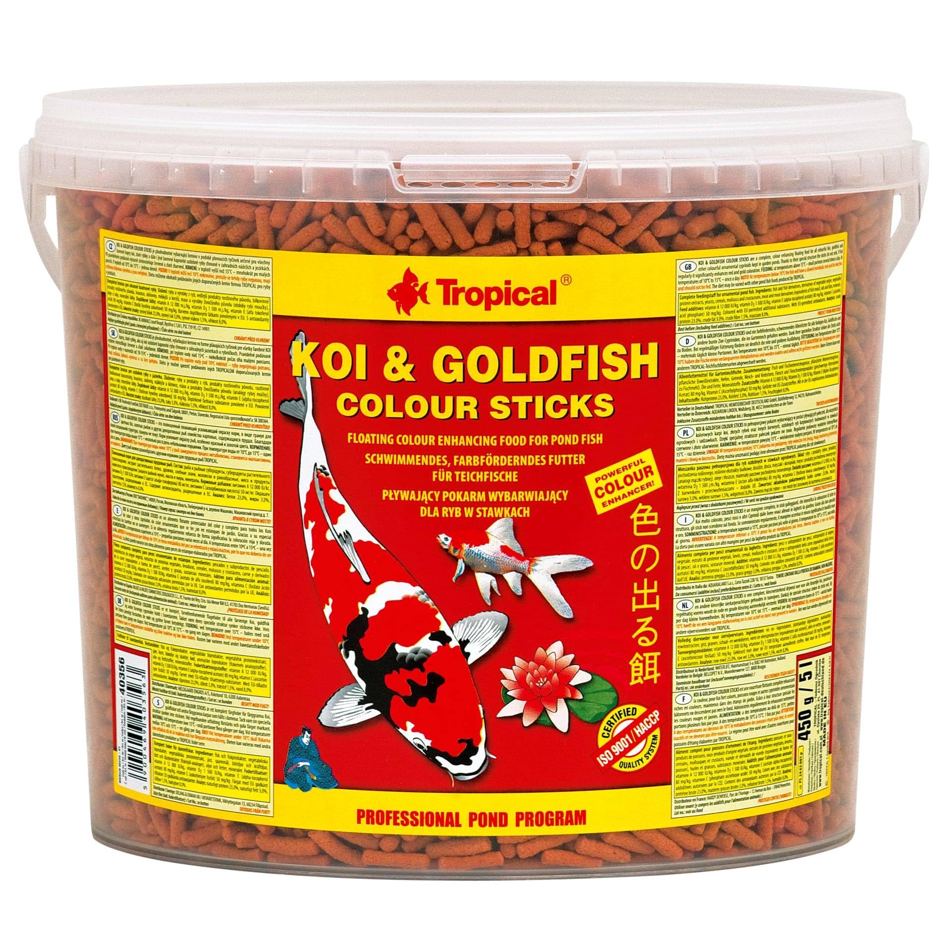 KOI&Goldfish Colour Sticks 5L / 430g - Sticks flotantes potenciadores del Color para Peces de Estanque