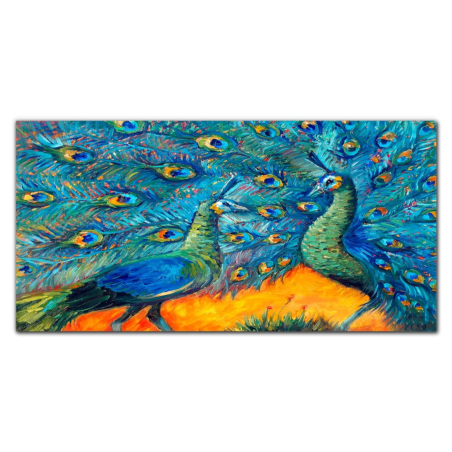 Crédence de cuisine en verre trempé Coloray 100x50 motif paon haute résistance