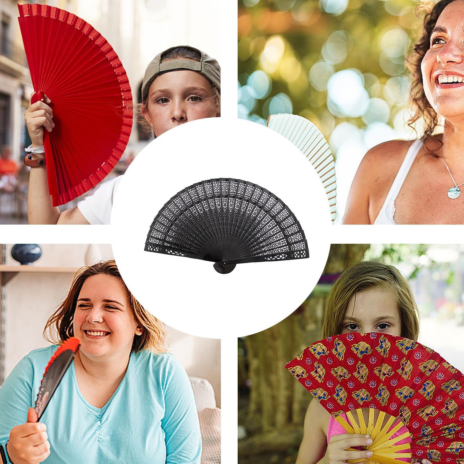 Vintage Klappfächer Aus Holz - Handgefertigte Chinesische Fächer Für Damen