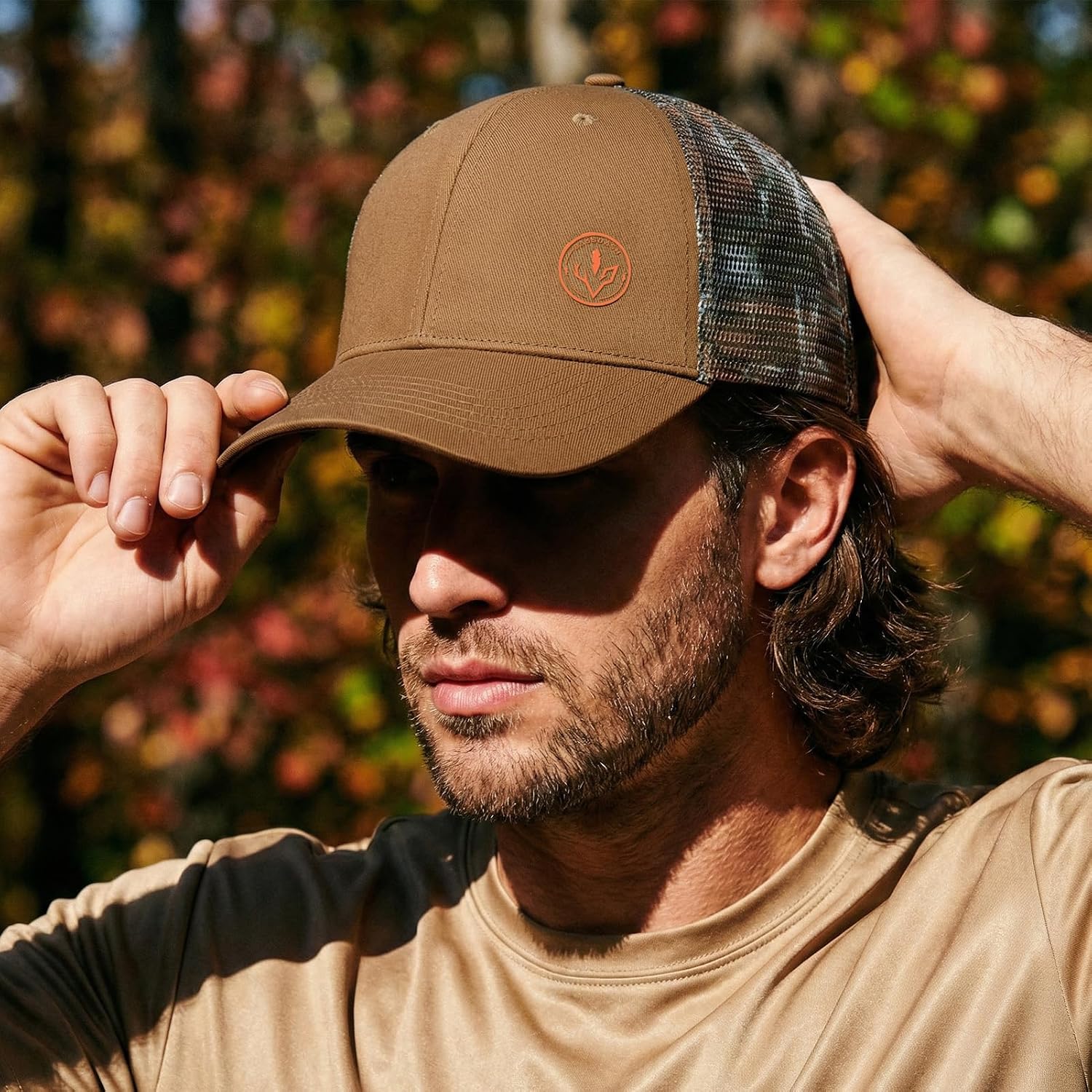 BASSDASH Printed Mesh Trucker Hat for Men Women Adjustable Baseball Cap Fishing Camping Outdoors Sporting Hat with Snap FH20