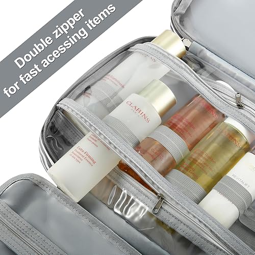 Miniatura 3 de WOOMADA Neceser con gancho para colgar, bolsa de aseo de viaje, bolsa grande de maquillaje de viaje, organizador de cosméticos para juego de