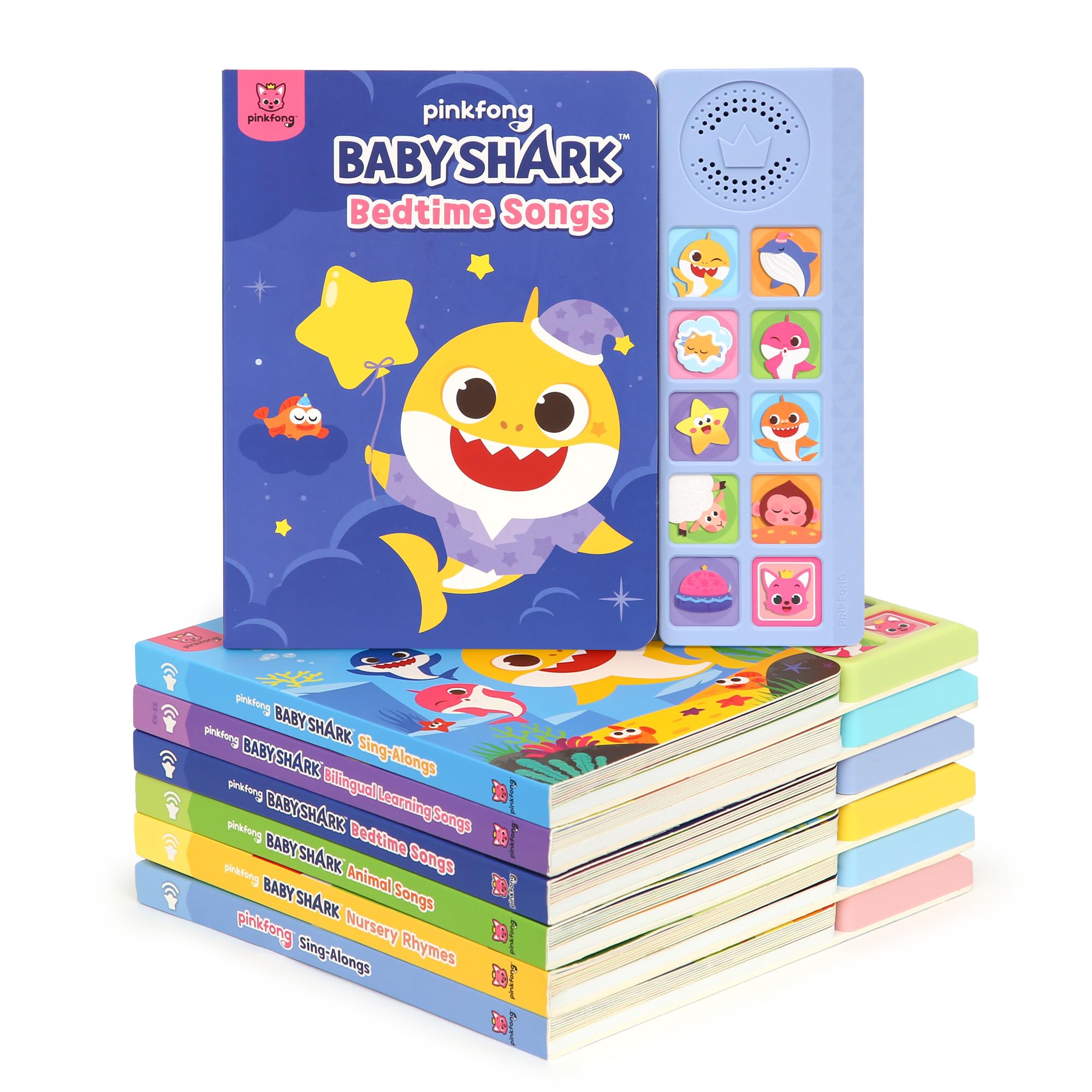 Baby Shark Livre sonore à 10 boutons pour enfants, livres d'apprentissage interactifs pour tout-petits, jouets d'apprentissage et d'éducation, cadeaux pour bébés requins pour enfants