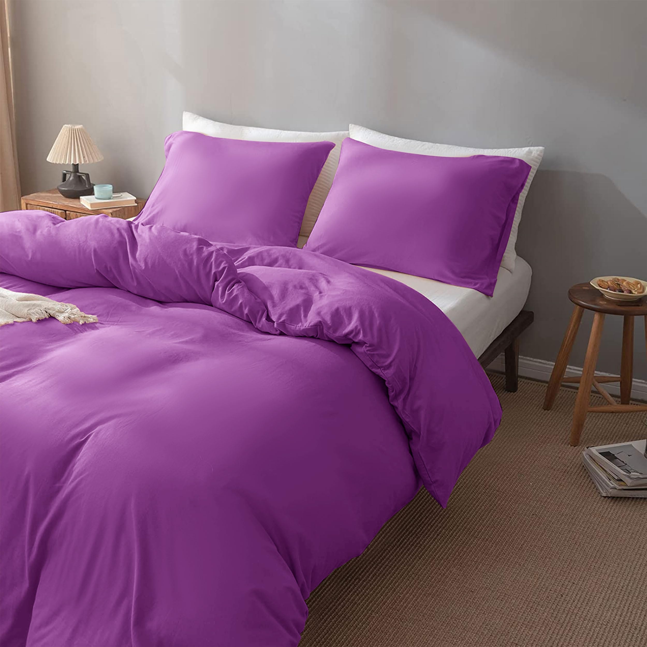 Yorkshire Bedding Duvet Cover Sets, Soft & Breathable Brushed Microfibre Plain Double Duvet Cover with Pillow cases - Image 3