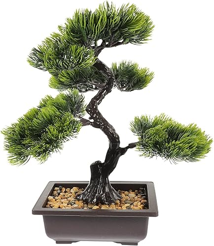 Árbol de pino bonsái artificial, simulación de imitación de planta en maceta, exhibición de escritorio, adornos de maceta de árbol falso, planta de