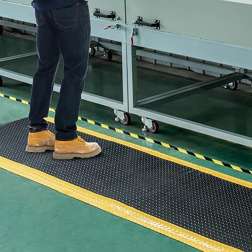 Miniatura 9 de Tapete conductor antifatiga ESD de 3 x 12 pies, placa de diamante duradera y resistente, alfombrilla ergonómica de esponja suave, antideslizante,