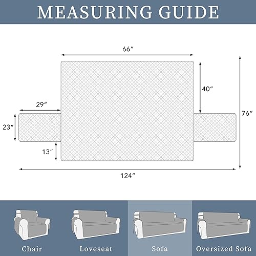 Miniatura 6 de Funda de sofá de doble protección 100 % impermeable para sala de estar, funda de sofá para sofá de 3 plazas, protector reversible de muebles para