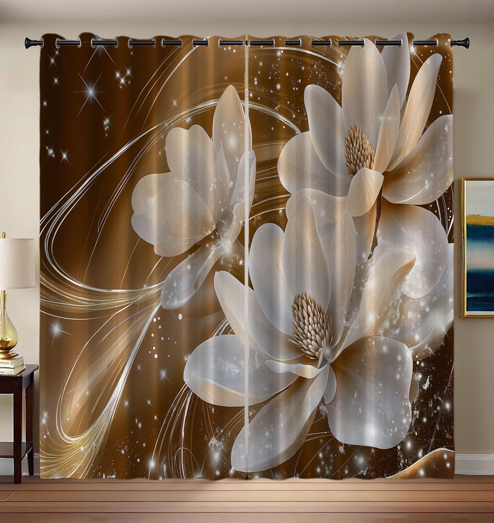 Draperies intérieurs pour fenêtre de chambre haut de gamme blanc magnolia lot de 2