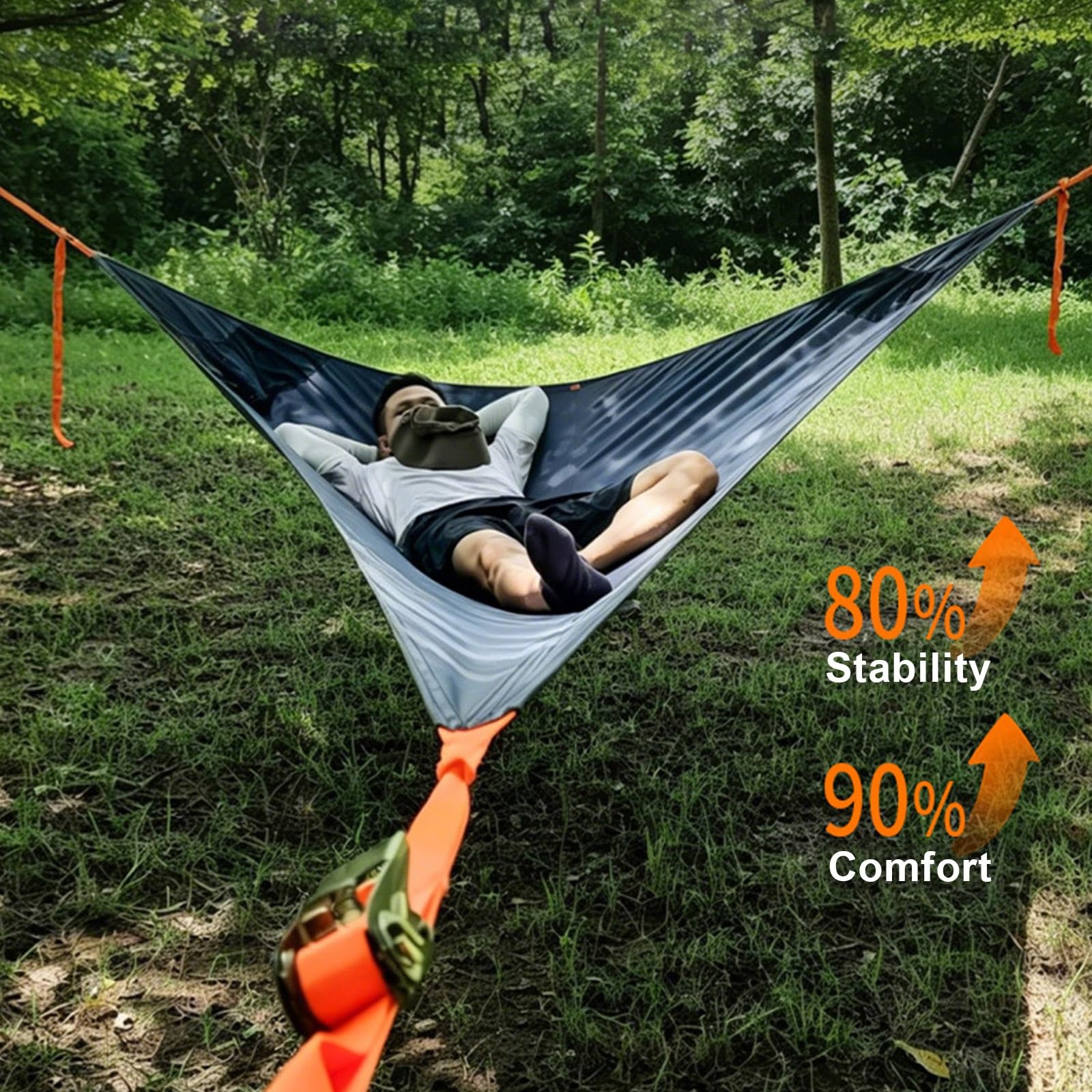 Hamaca Triangular de 13 pies, Tienda de árbol suspendida for Varias Personas de 500 Libras | Hamaca triangular grande de 13 pies, hamaca portátil for acampar al aire libre con correas colgantes y bolsa